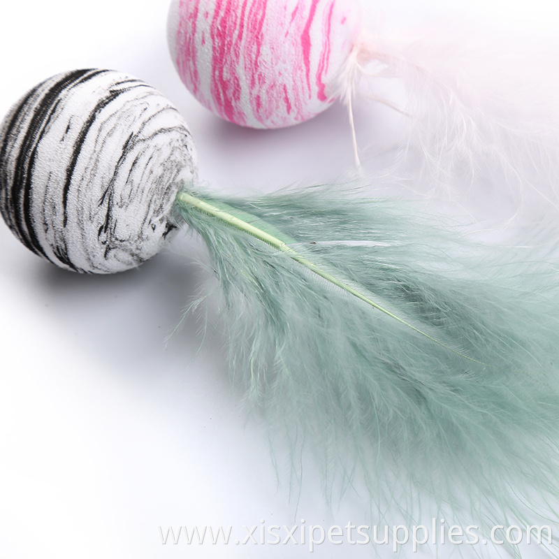 amazon hot sell space cat toy pet cat ball with feather